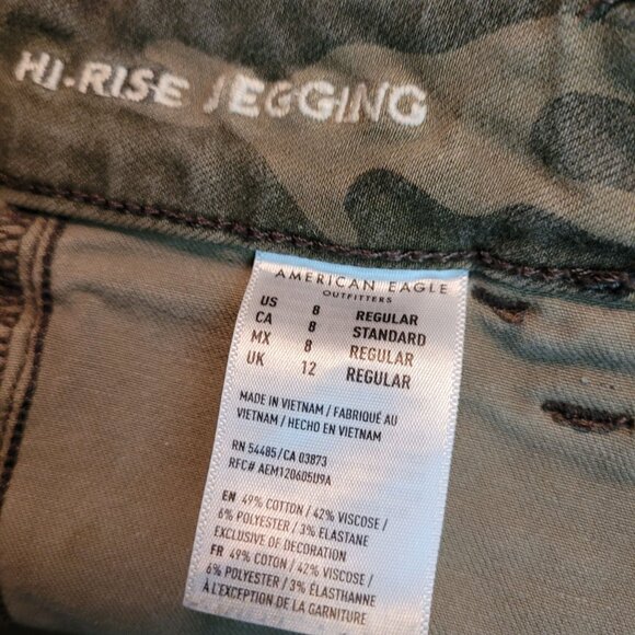 American Eagle Jeans Size 8 R Camo Moto Hi Rise Jegging Next Level Stretch - Picture 5 of 10